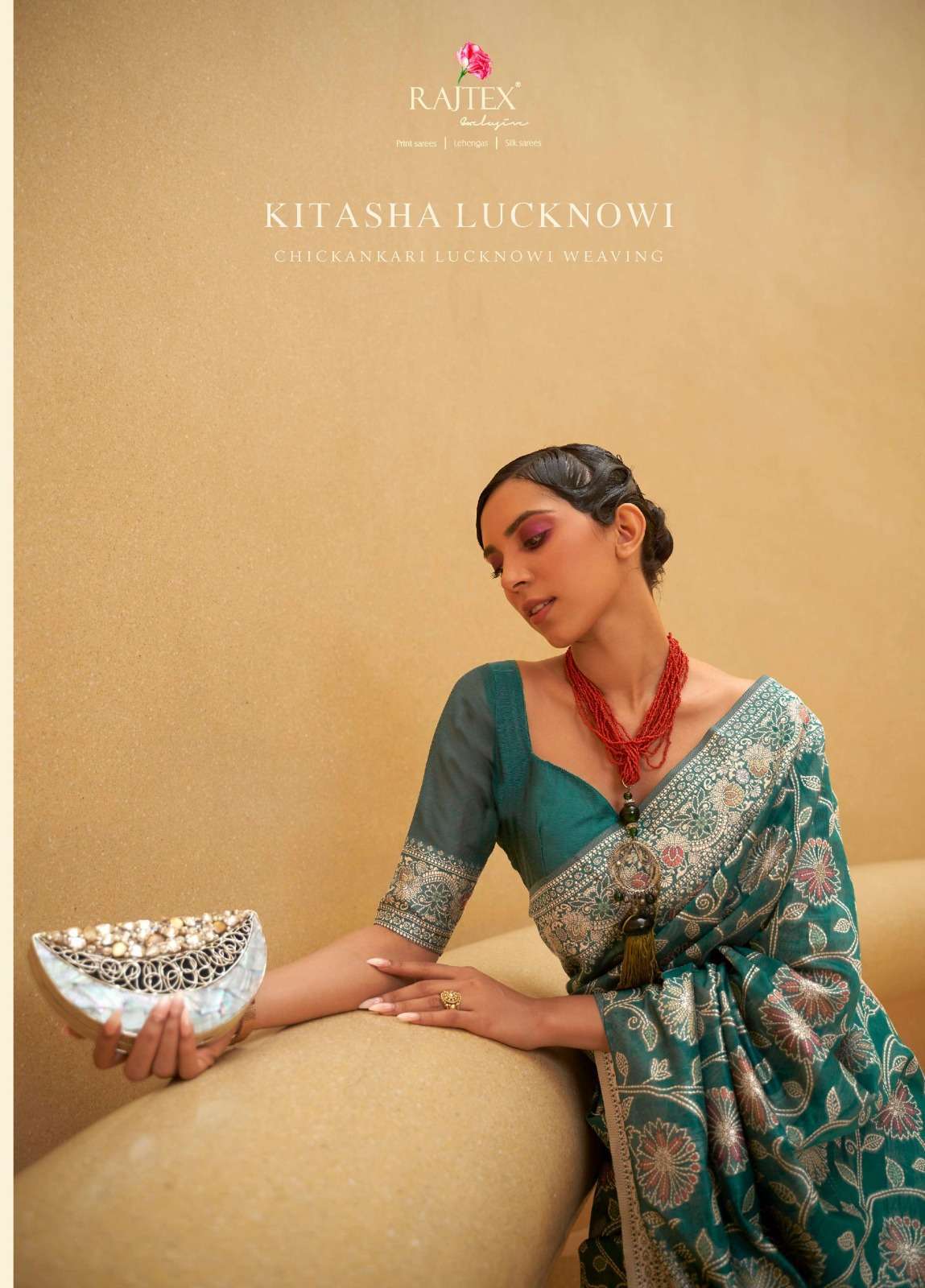 rajtex kitasha lucknowi series 261001-261006 Chickankari Lucknowi weaving saree