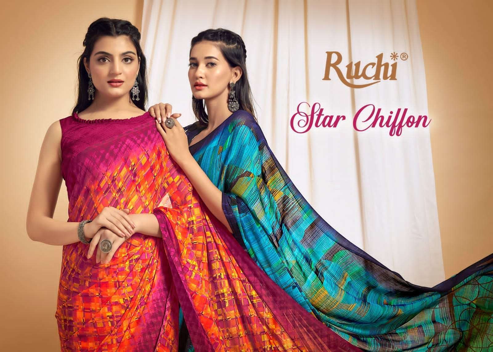 ruchi star chiffon vol 125 series 25101-25106 star chiffon saree