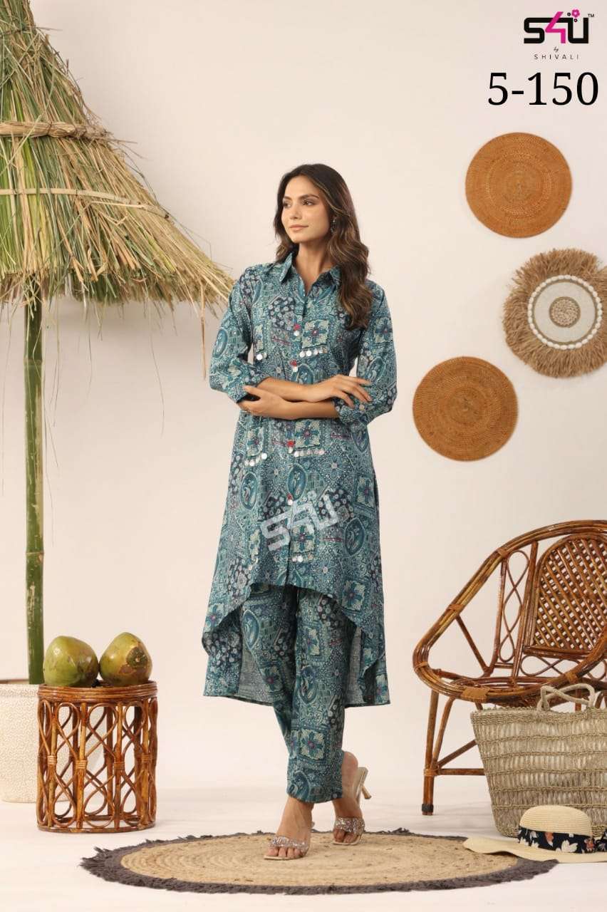 s4u pr 5-150 combo fancy front open kurti with pant