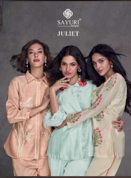 sayuri designer juliet series 5273-5276 pure silk co ord set