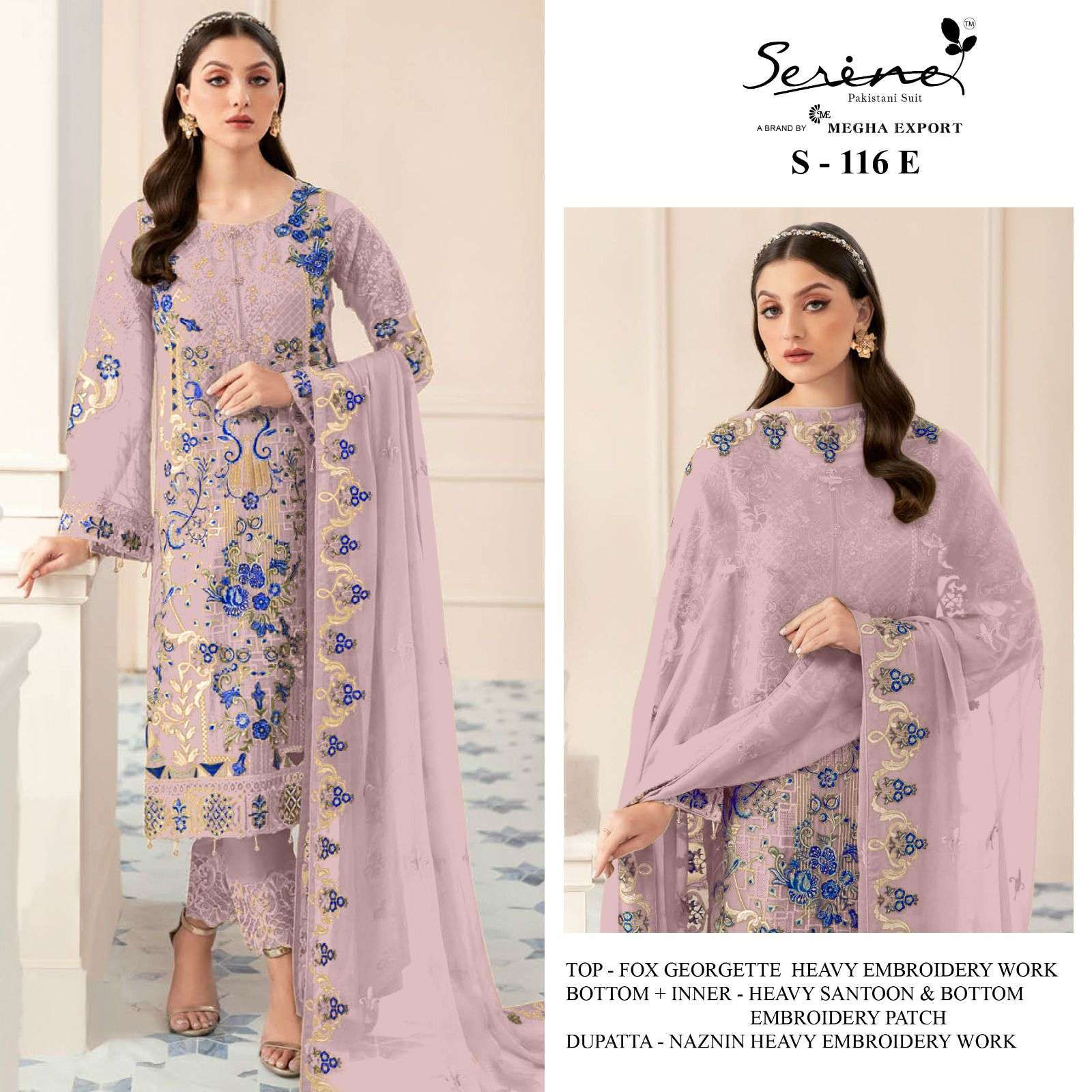 serine 116 efgh  faux georgette suit 