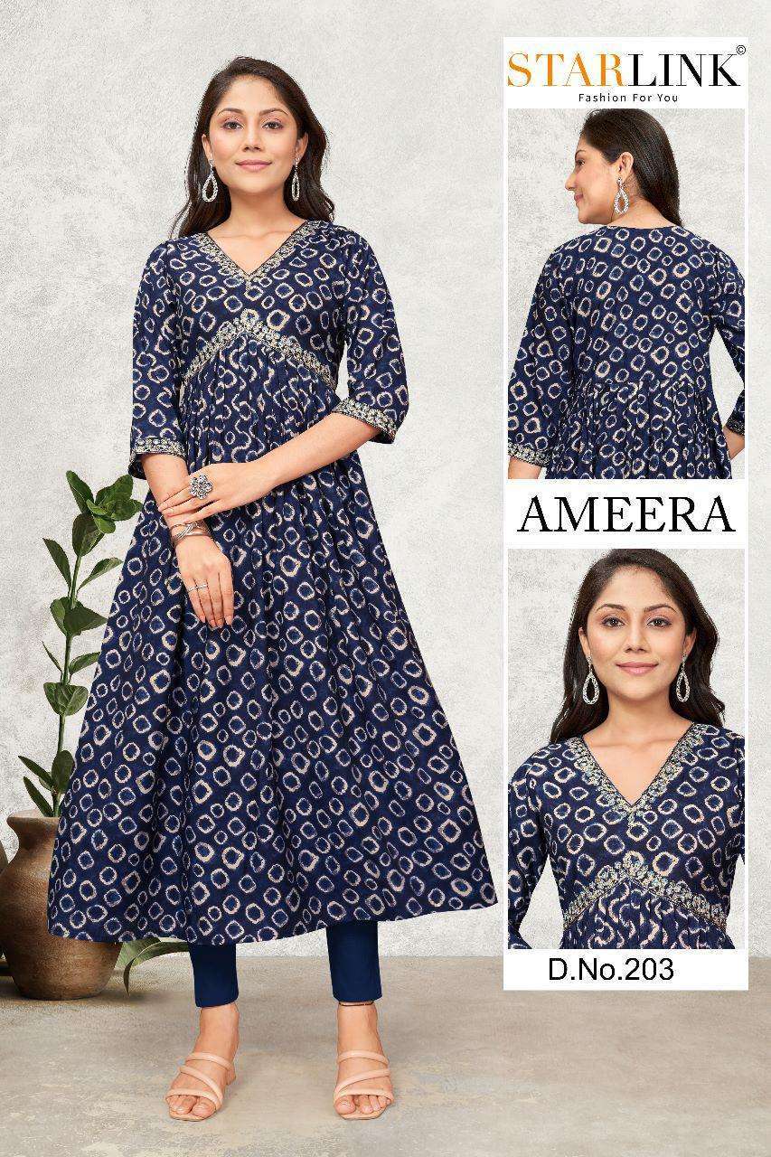 starlink ameera series 201-224 modal silk kurti