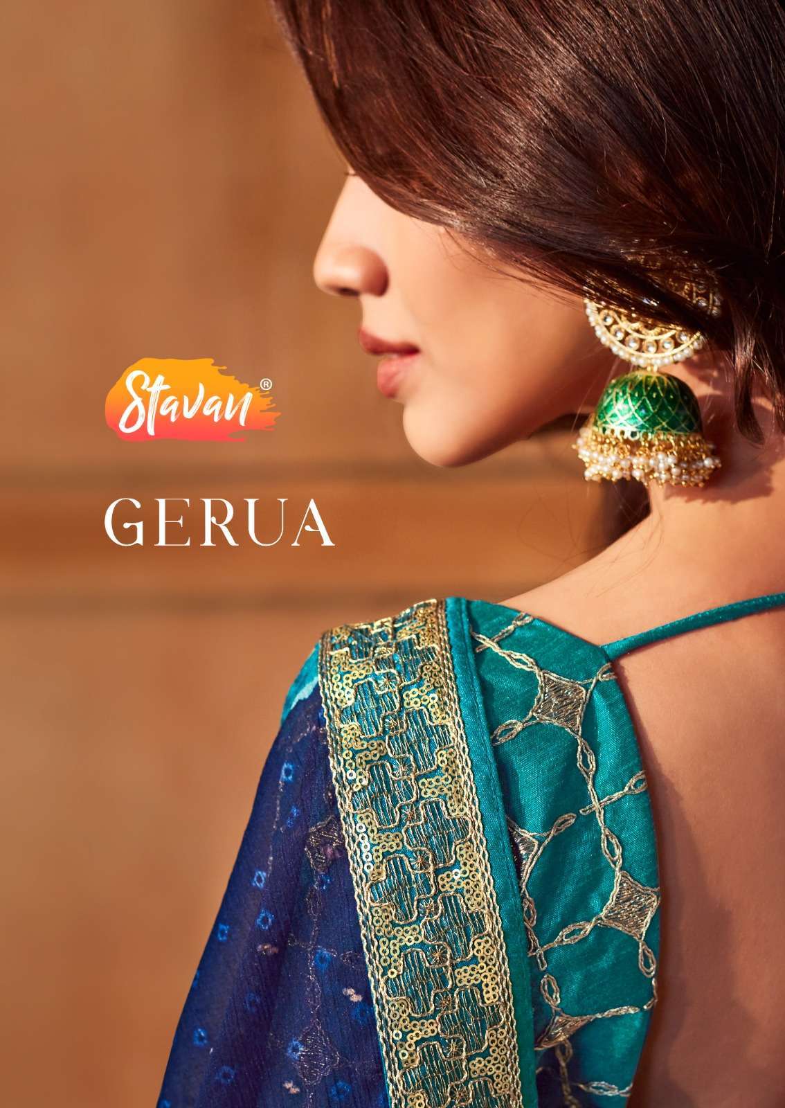 stavan gerua series 01-05 pure chiffon embroidery saree