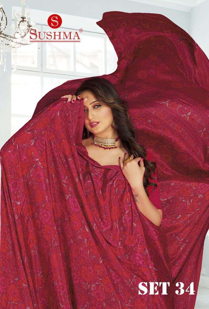 sushma set 34 series 3401-3408 crape saree