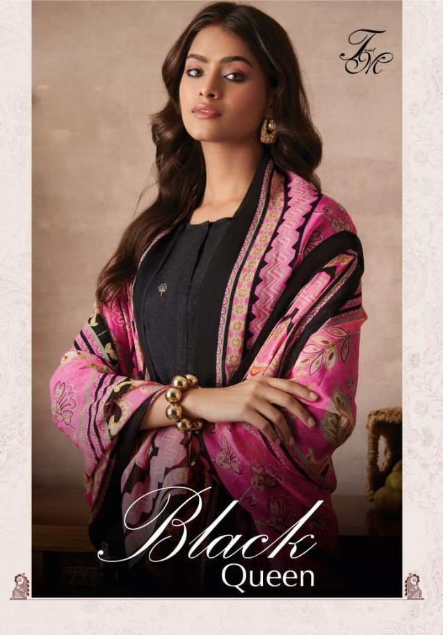 t&m designer black queen muslin silk digital print suit 