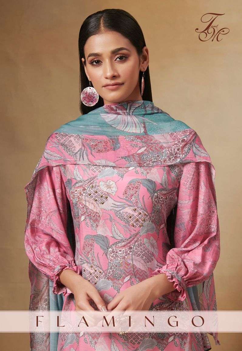 t&m flamingo 495 kashmir silk digital print suit 