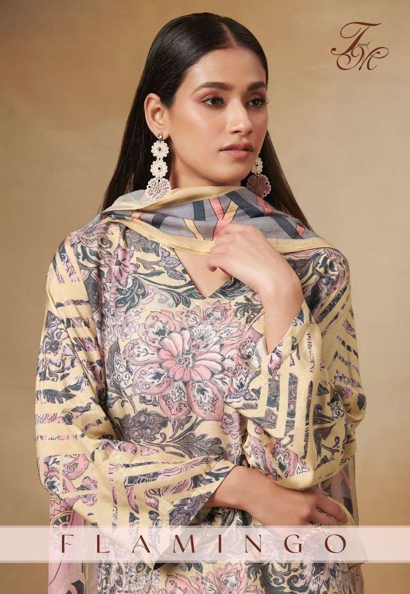 t&m flamingo 580 kashmir silk digital print suit 