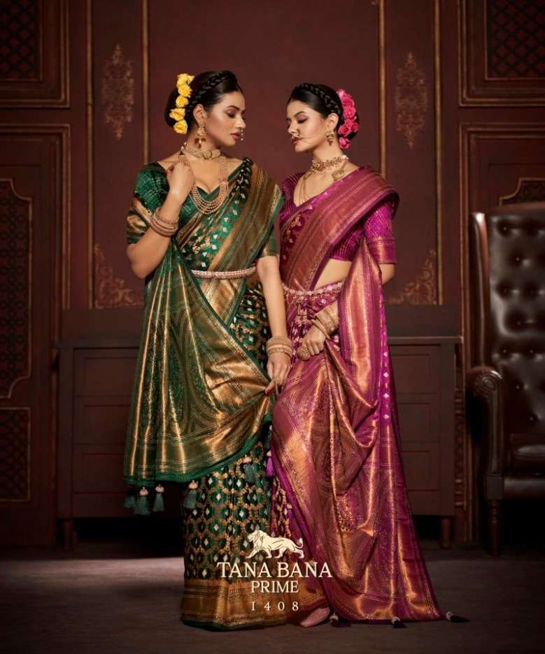 tana bana prime 1408 series satin silk saree
