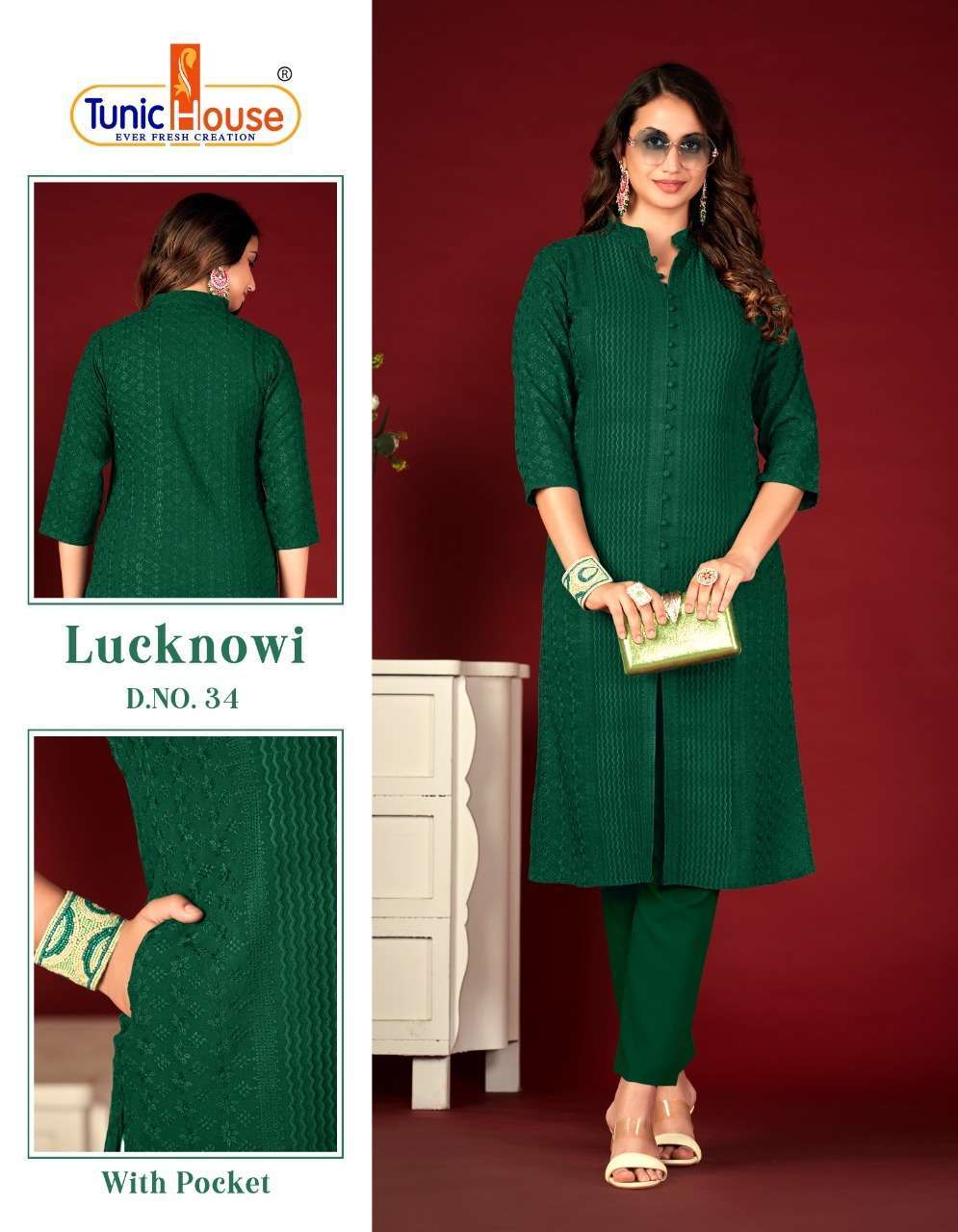 tunic house lucknowi lining viscose rayon kurti 