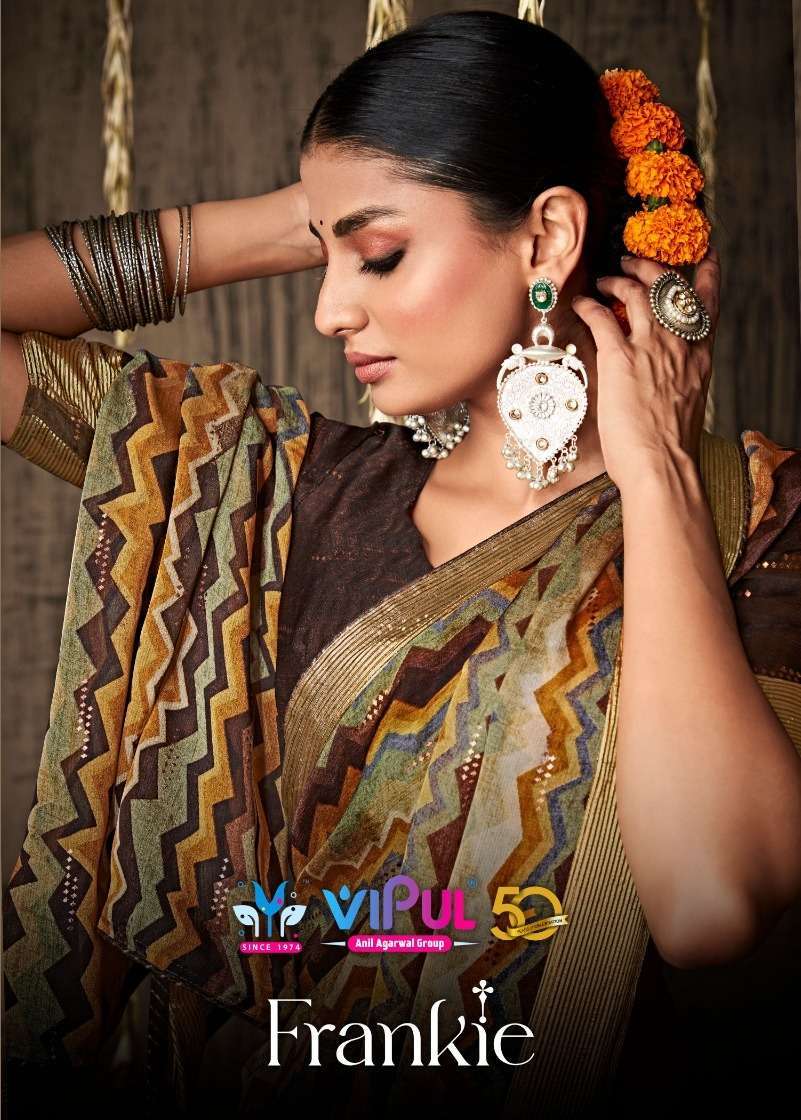 vipul fashion frankie series 66205-66212 moss chiffon saree