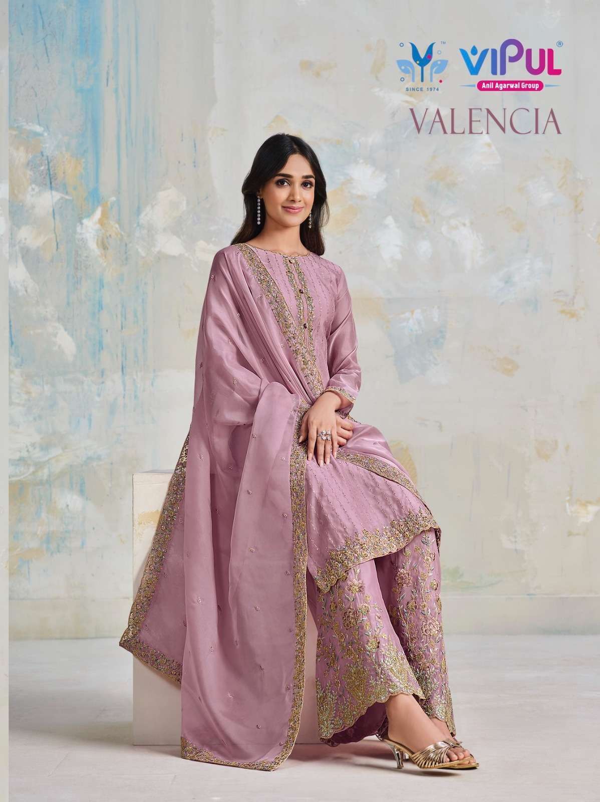 vipul fashion valencia series 5181-5186 Soft Organza Satin suit