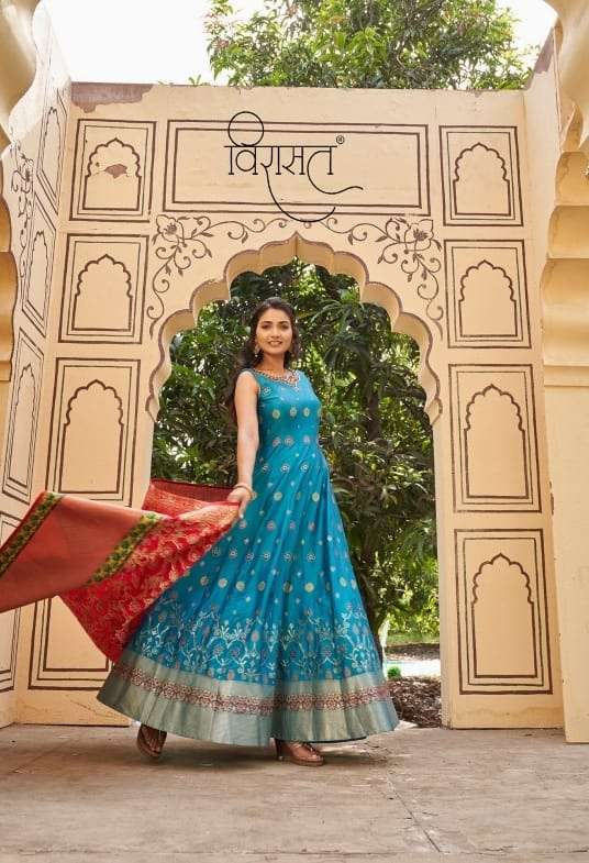 virasat banarasiya vol 2 series 1006-1011 jacquard gown with dupatta 