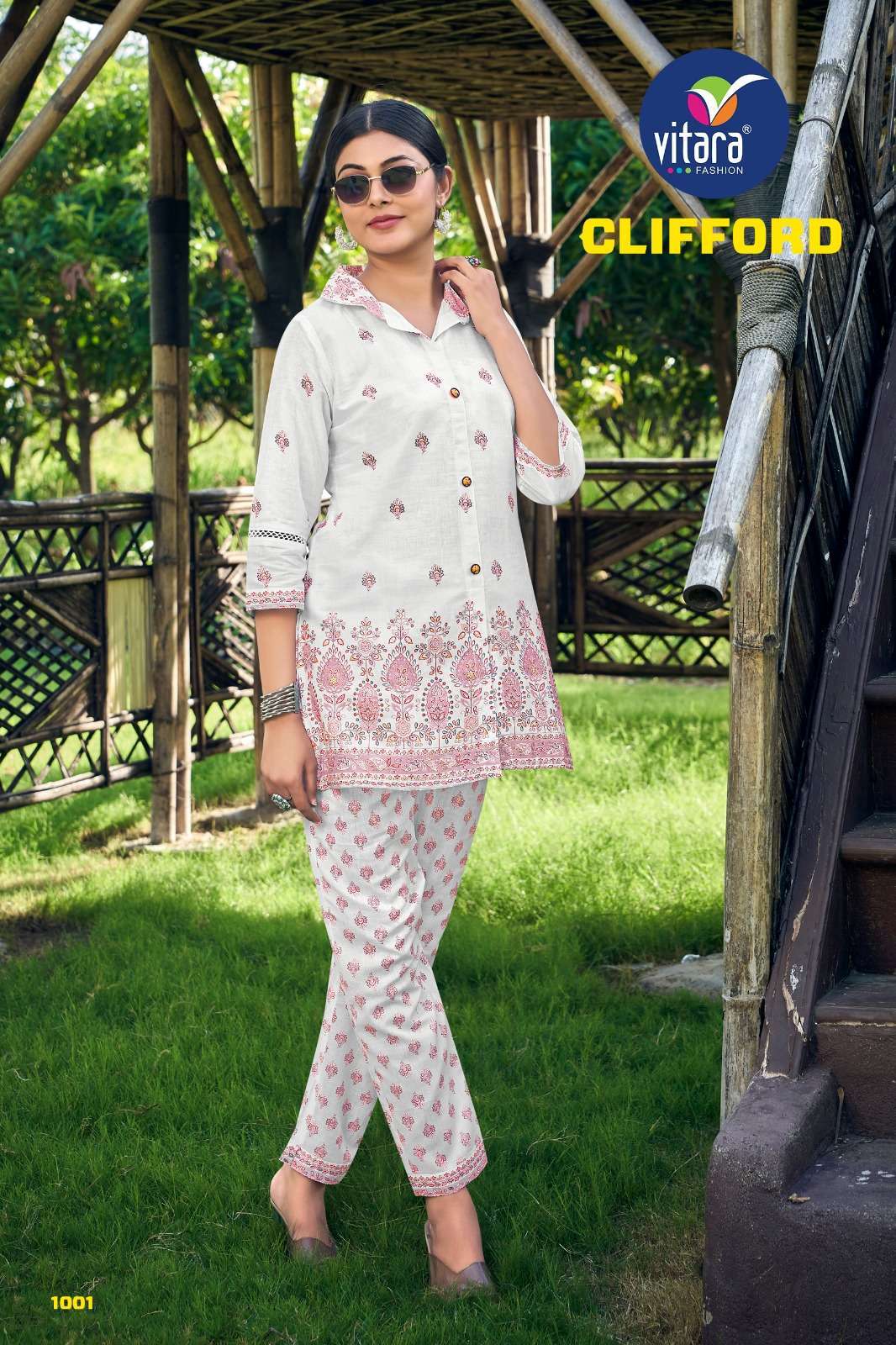 vitara fashion clifford 	Cambric Cotton co ord set