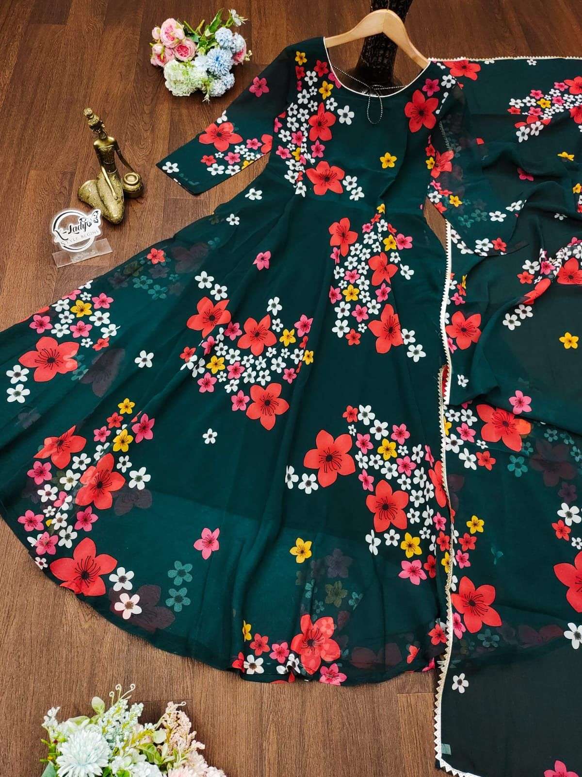X-lady launching New flower Maxy gown with Dupatta print