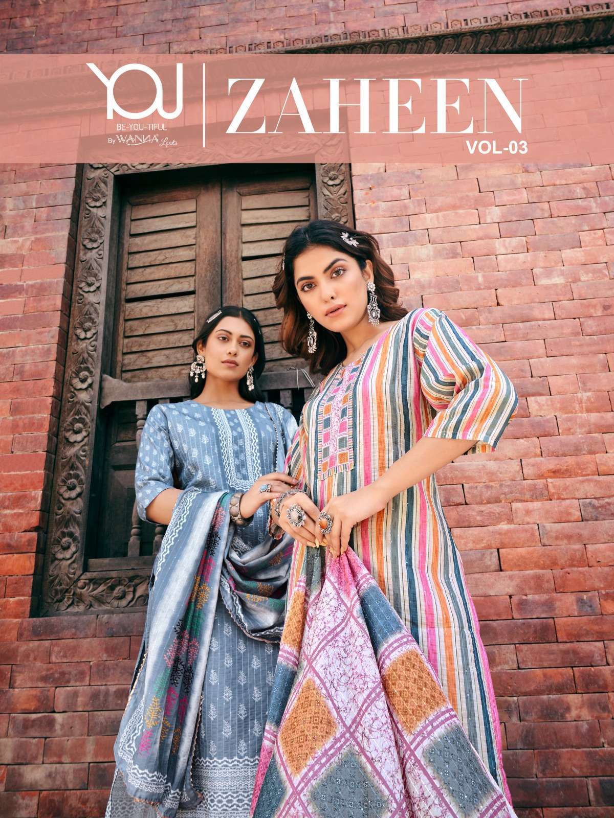 you wanna zaheen vol 3 series 1101-1107 Chanderi Soft Sequence Silk suit