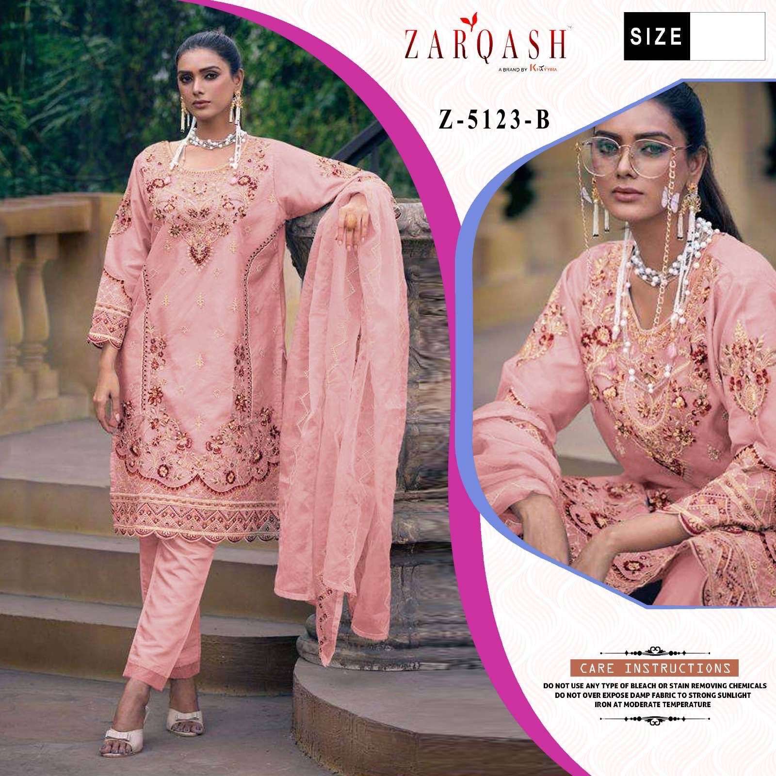 zarqash Z-5123 designer organza suit 