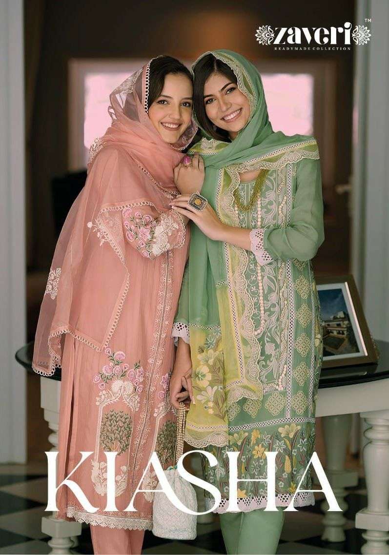 zaveri kiasha series 1197-1200 organza with fancy embroidery suit