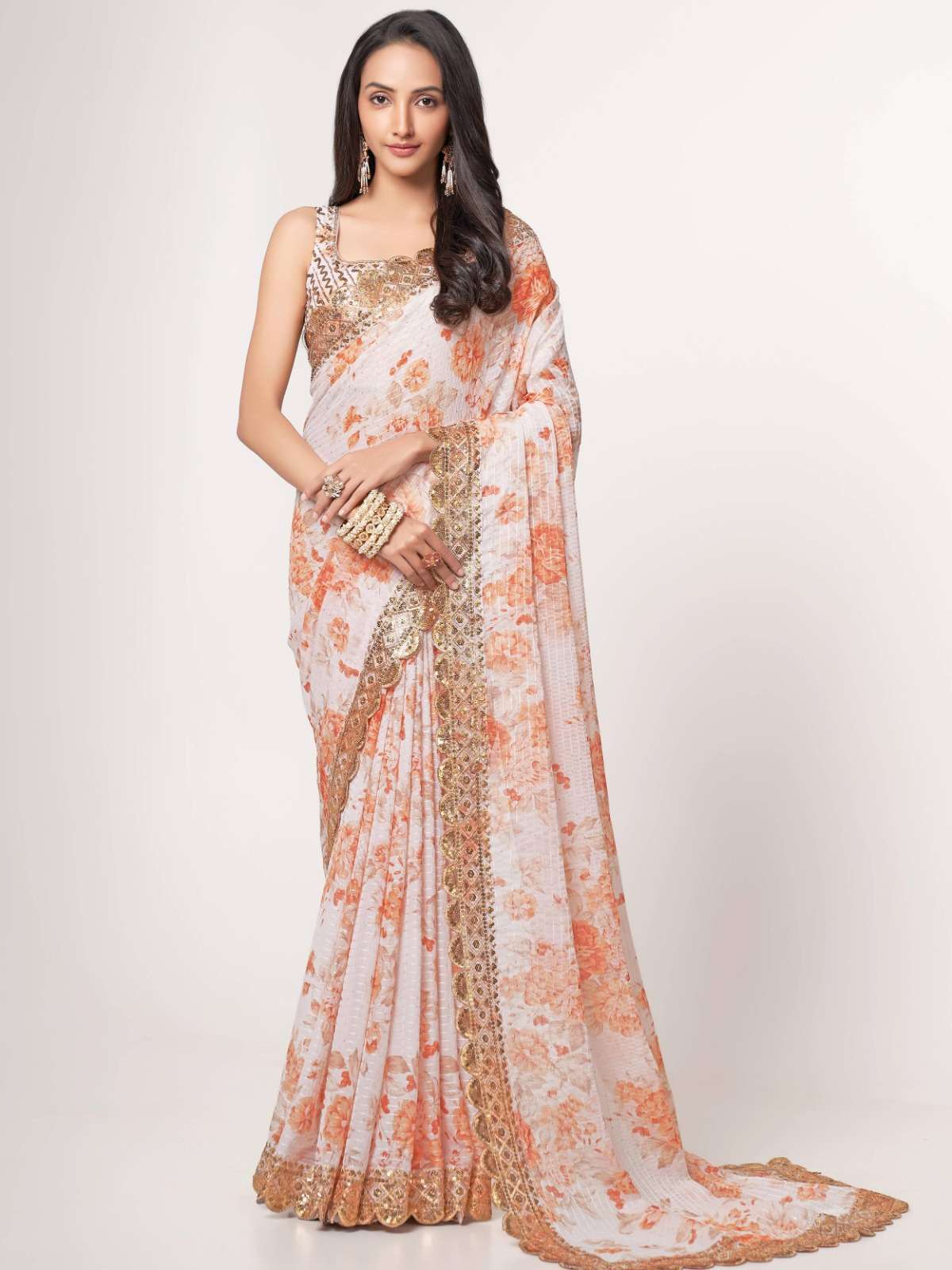 zeel 1101 Organza Multiple Sequins Embroidery saree