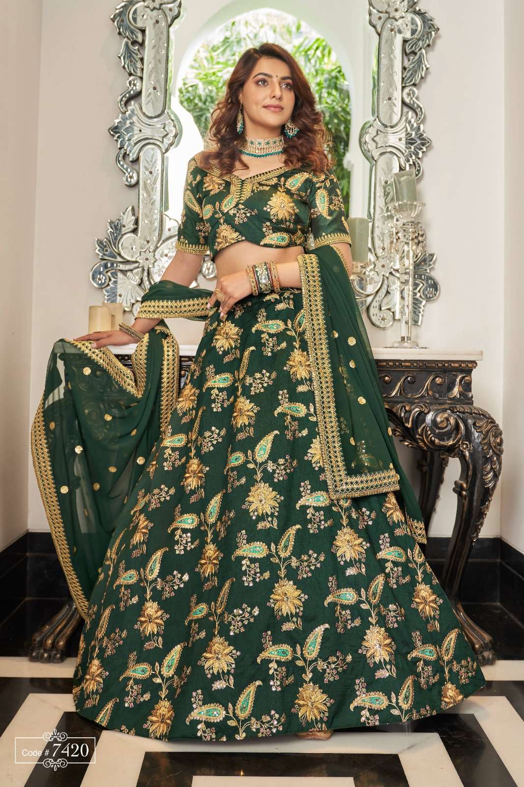 zeel 7420  Art Silk embroidery work lehenga