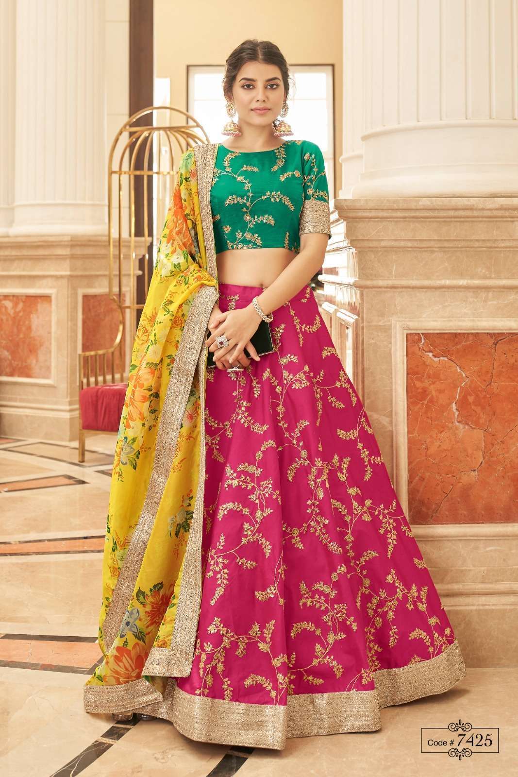 Zeel 7425 art silk embroidery lehenga