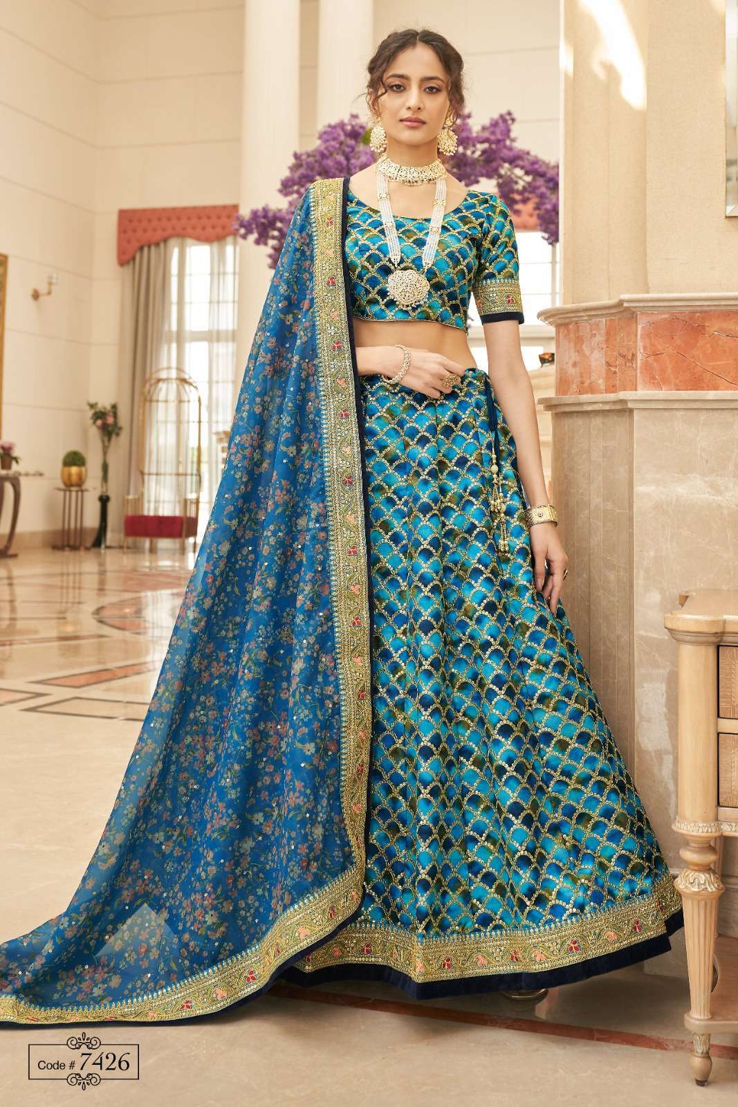 zeel 7426 Art Silk Zari Embroidery Work lehenga