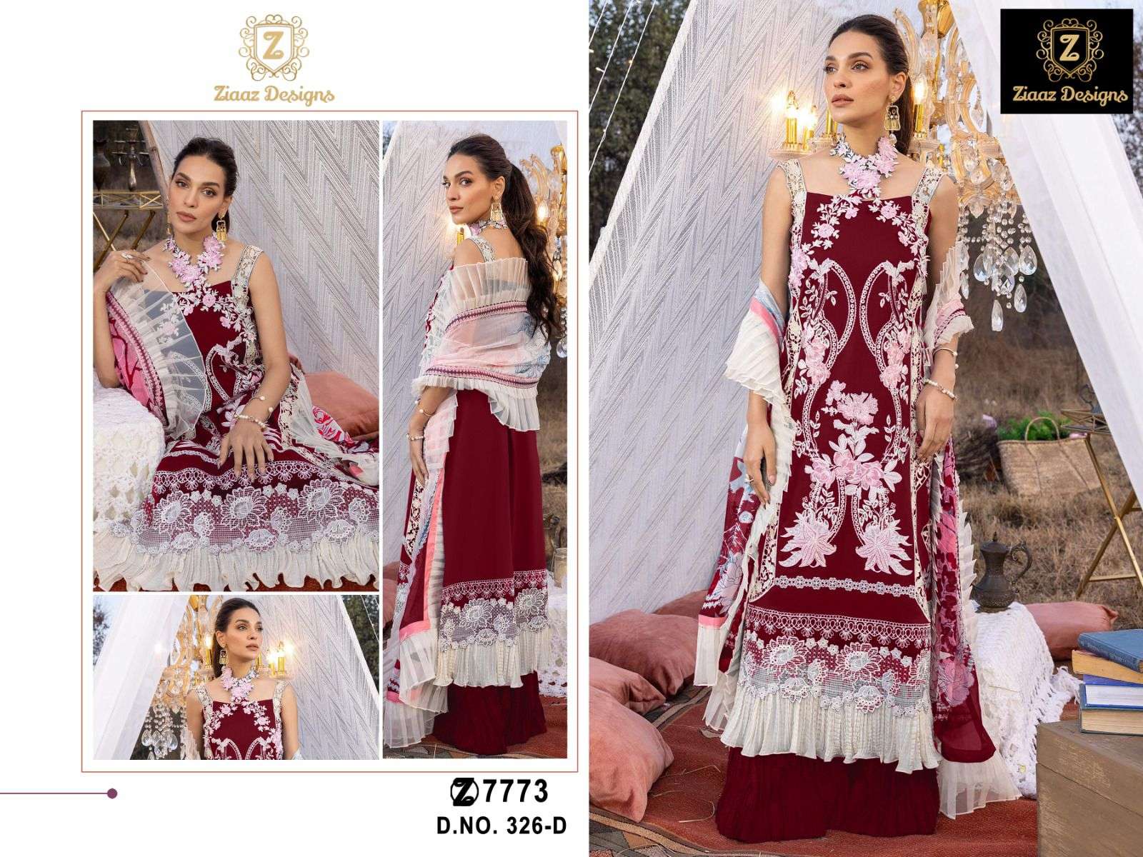 ziaaz designs 326 rayon self embroidered suit 