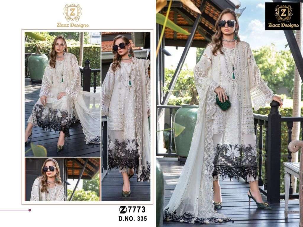 ziaaz designs 335 designer cotton self embroidered suit 