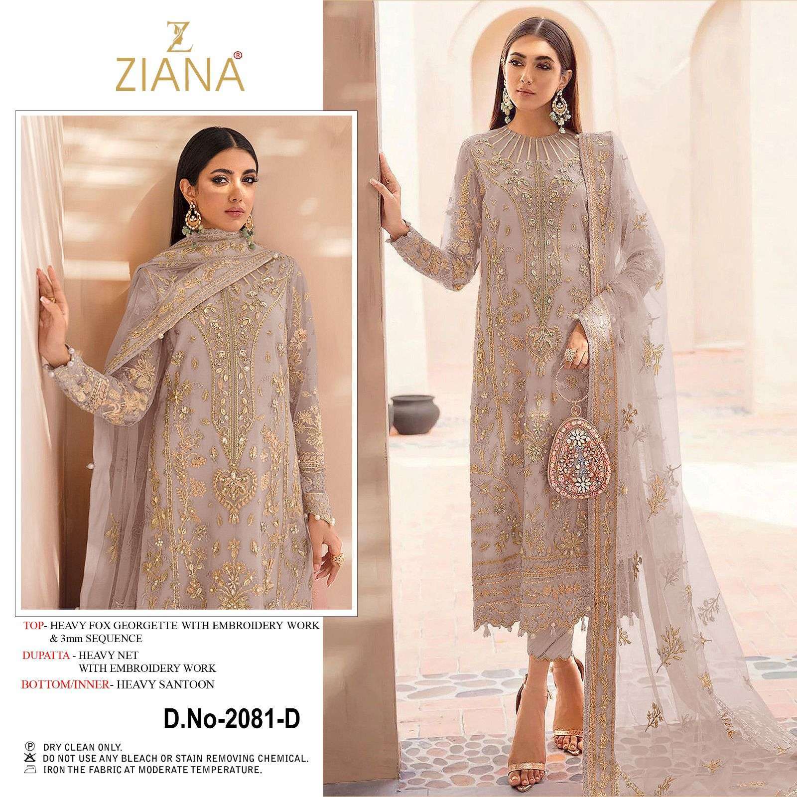 ziana 2081 light colours faux georgette suit 
