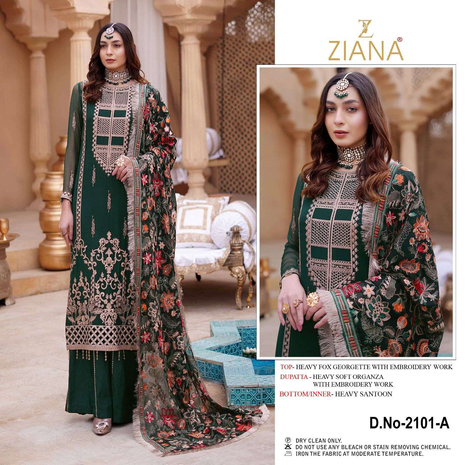 ziana 2101 faux georgette embroidery suit 