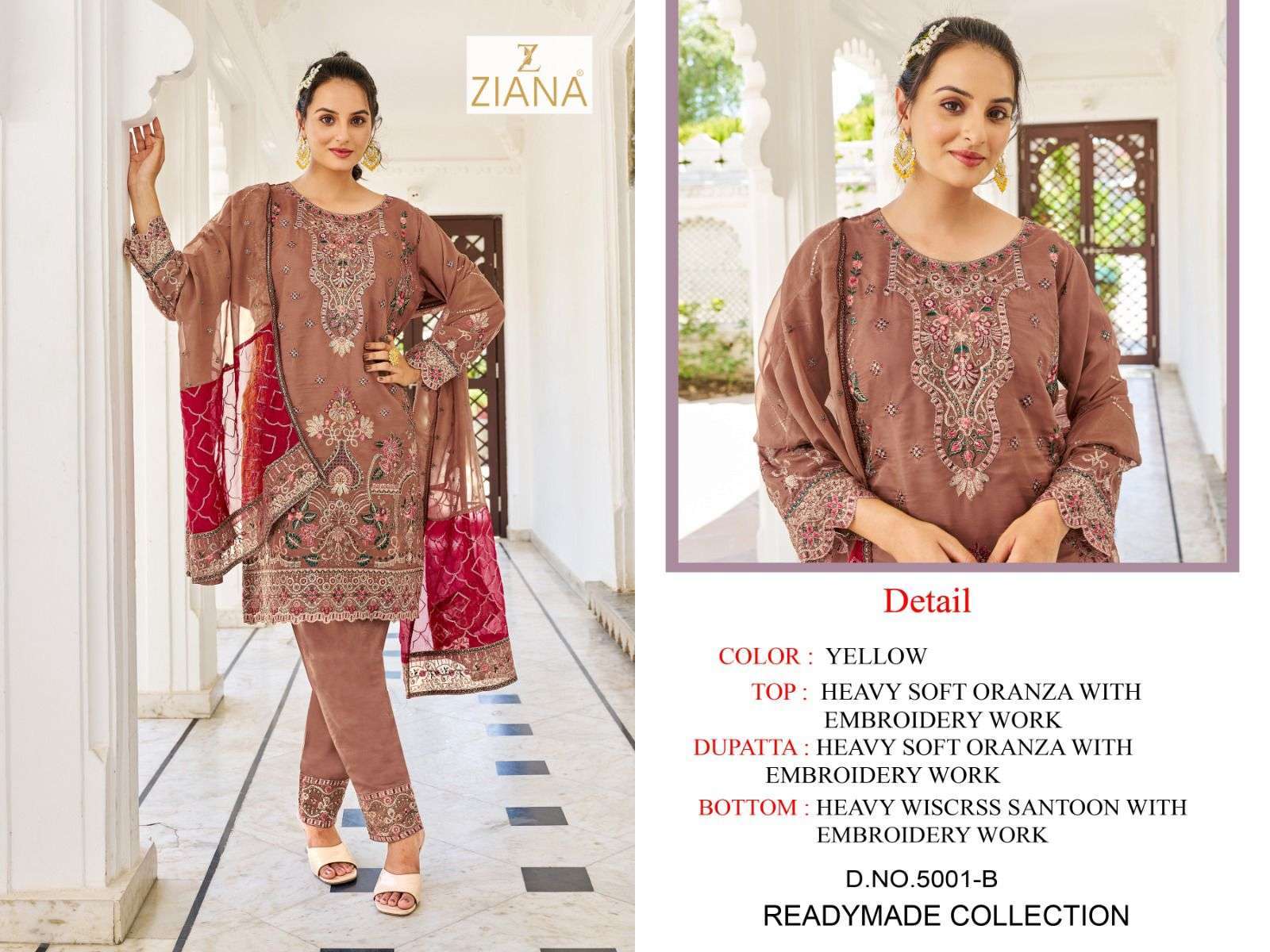 ziana 5001 colors heavy soft organza suit 