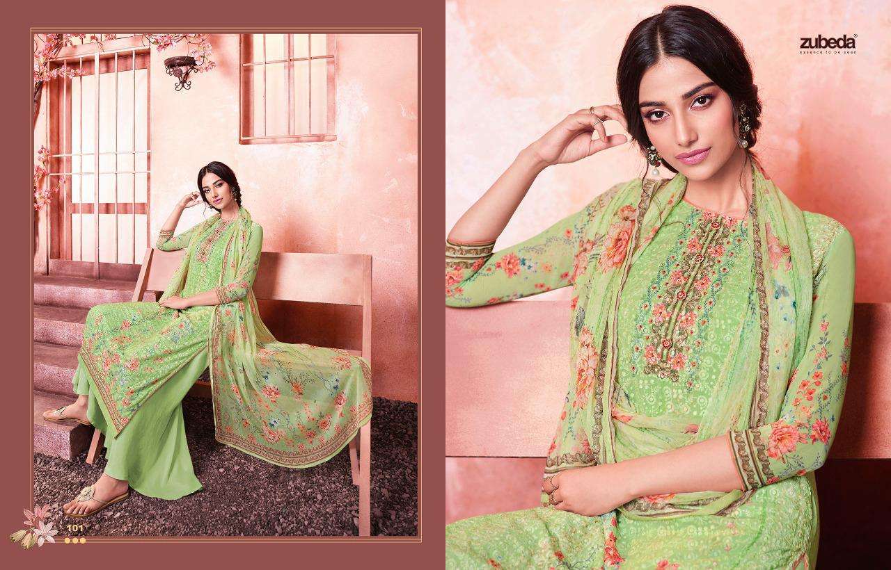 zubeda maher  designer schiffly suit 