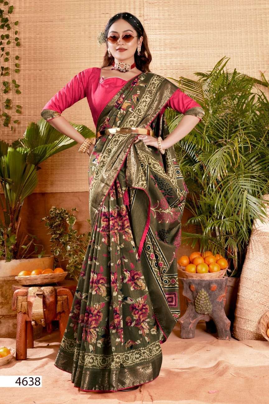 5d designer meenakshi vol 6 series 4633-4640 soft dola jacquard border saree 
