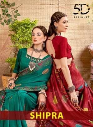 5d designer shipra series 4665-4672 moss georgette saree