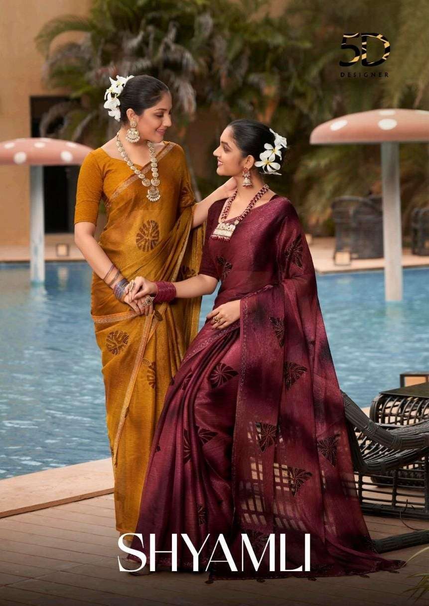 5d designer shyamli series 4585-4592 chiffon saree