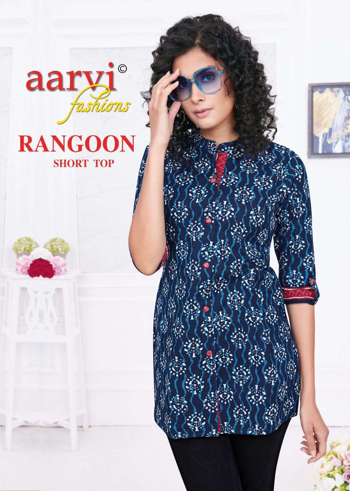 aarvi fashion rangoon vol 1 series 7188-7199 cotton lawn kurti 