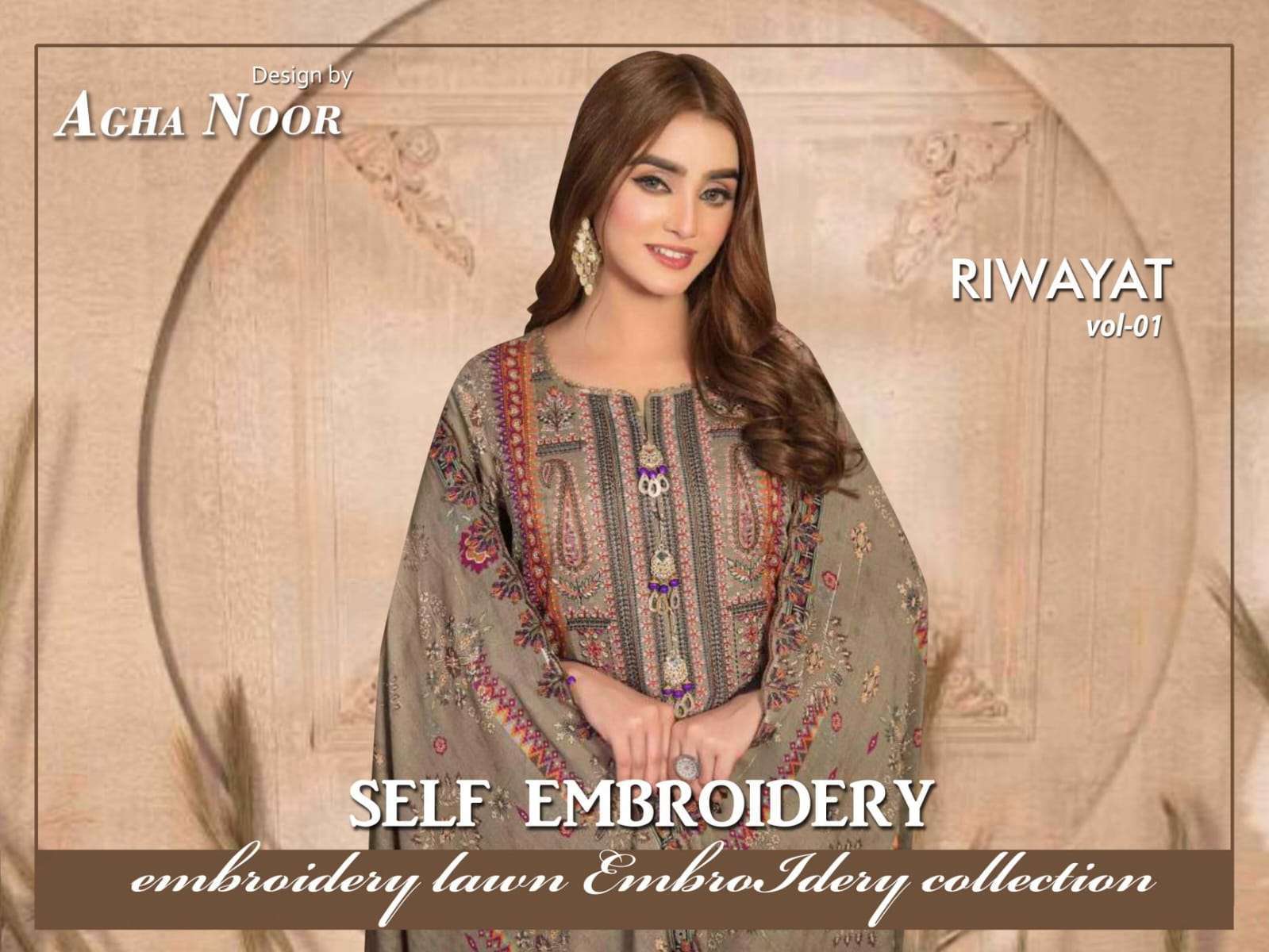 agha noor riwayat vol 1 series 1001-1010 lawn jam satin suit 