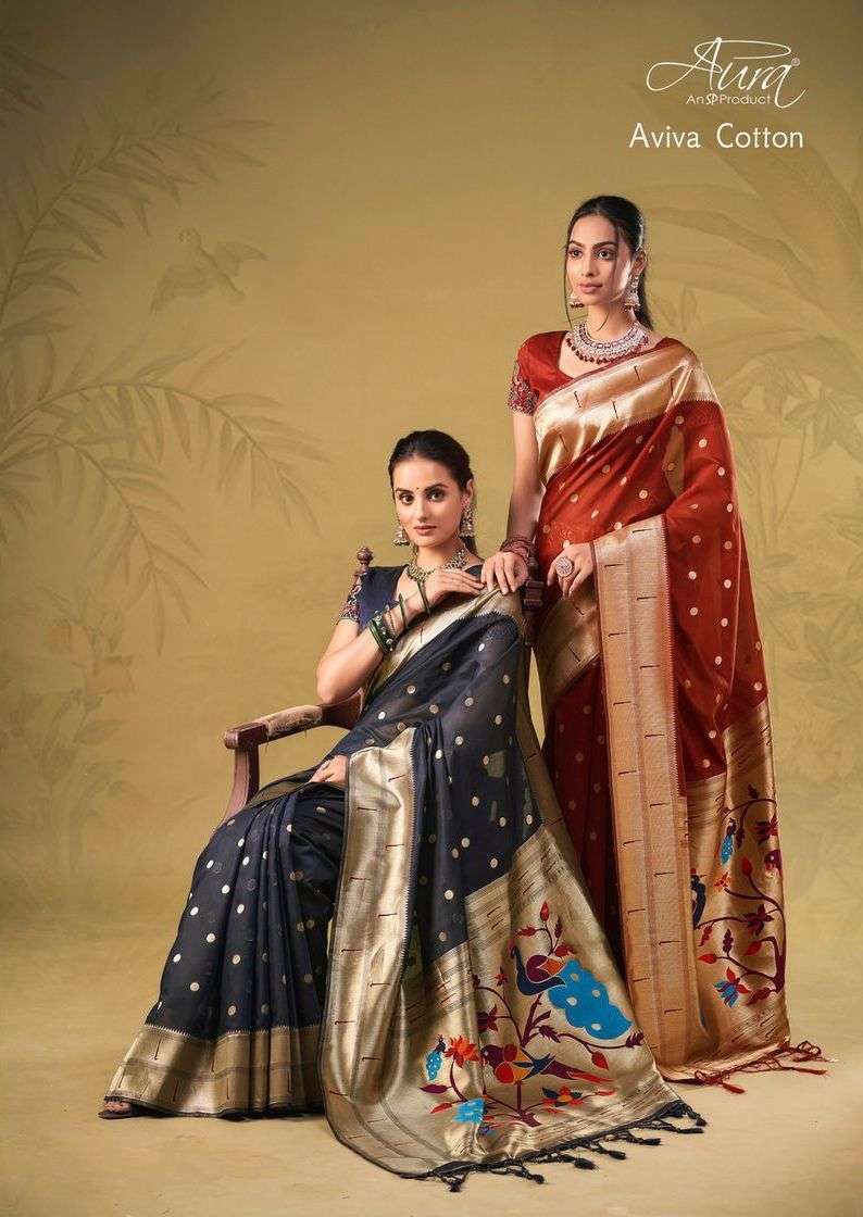 aura saree aviva Cotton printed saree