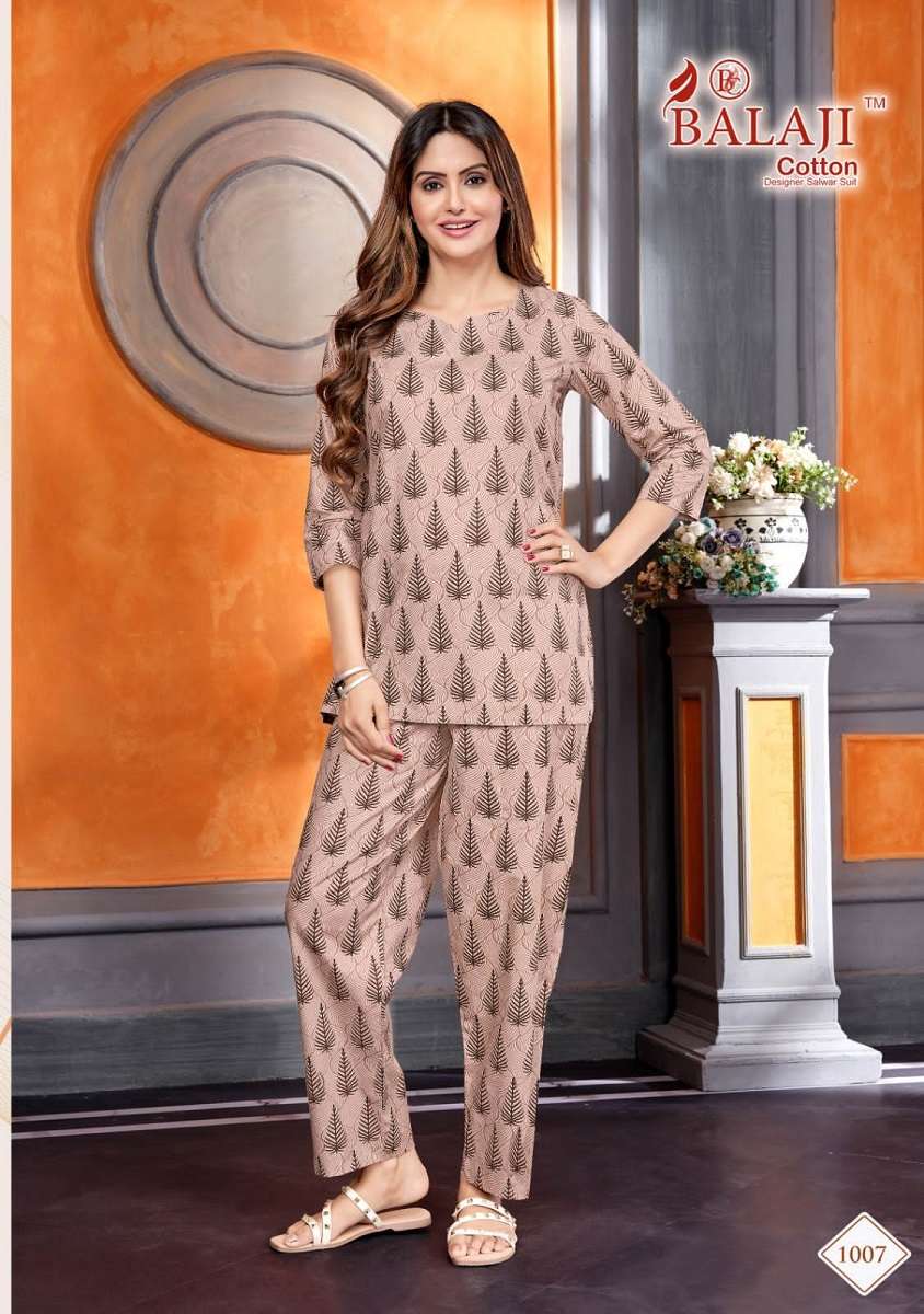 Balaji series 1001-1008 Pure Cotton Printed co-ord sets