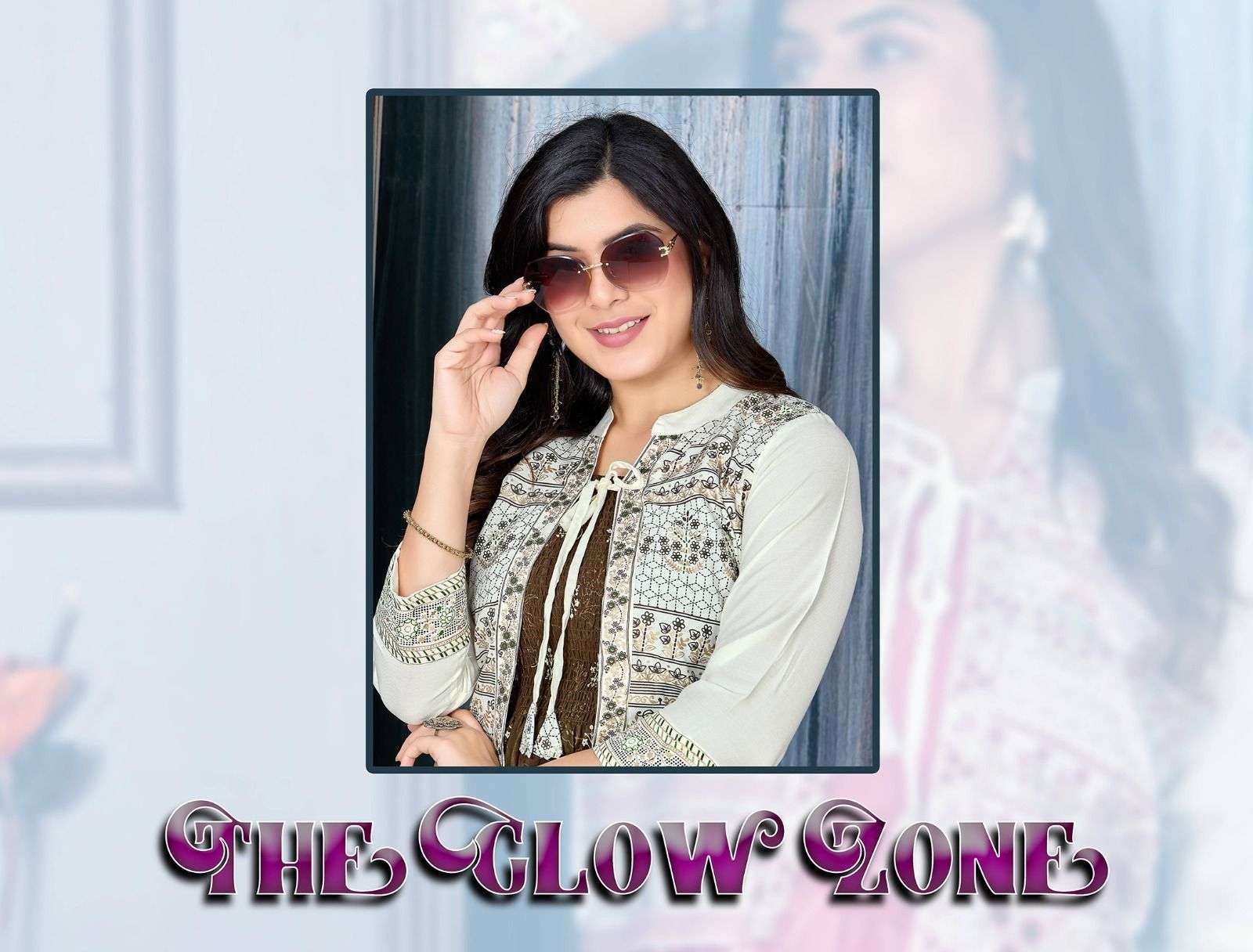 beauty queen the glow zone series 01-06 14 kg heavy rayon foil print kurti