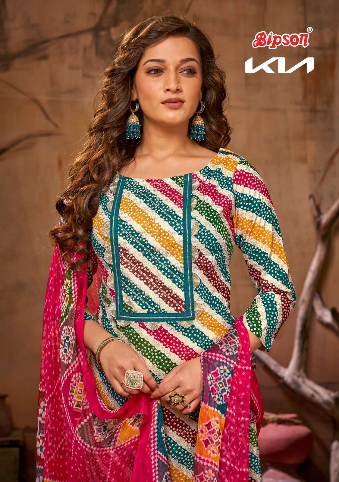 bipson kia 2251-2252 Pure Cotton Cambric Foil Print With Ethnic Work suit