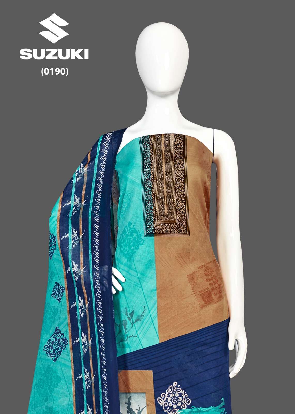 bipson suzuki 190 Pure Mal Cotton Print With Work suit