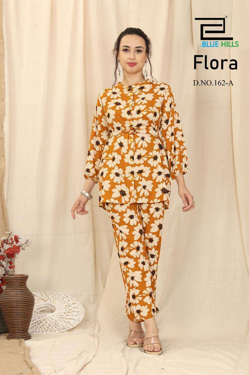 blue hills flora series 162 heavy crepe print co-ords set