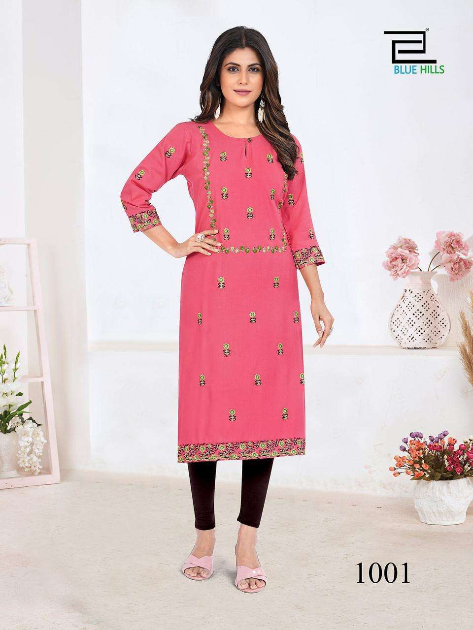 blue hills sita raman series 1001-1006 Rayon 14 kg work kurti 