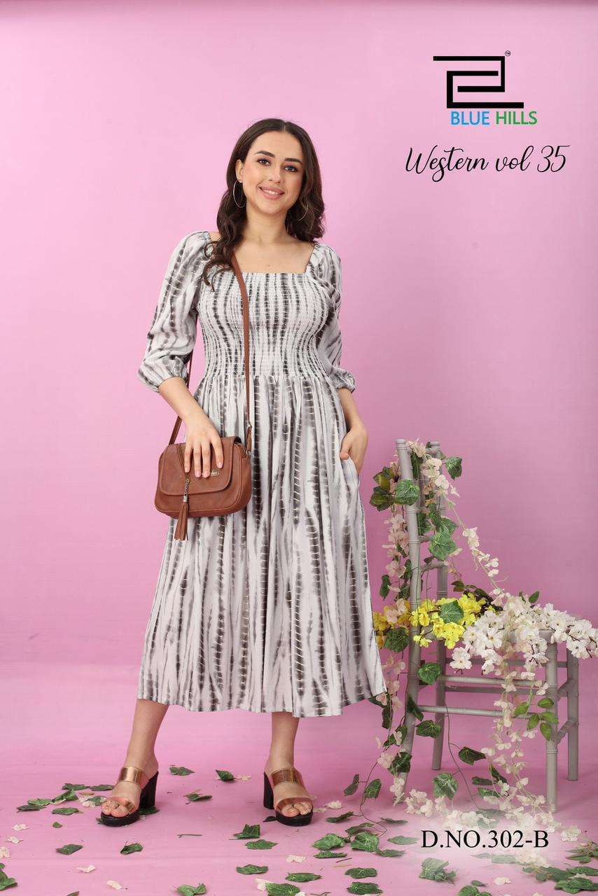 blue hills western vol 35 series 301-302 rayon 14 kg kurti