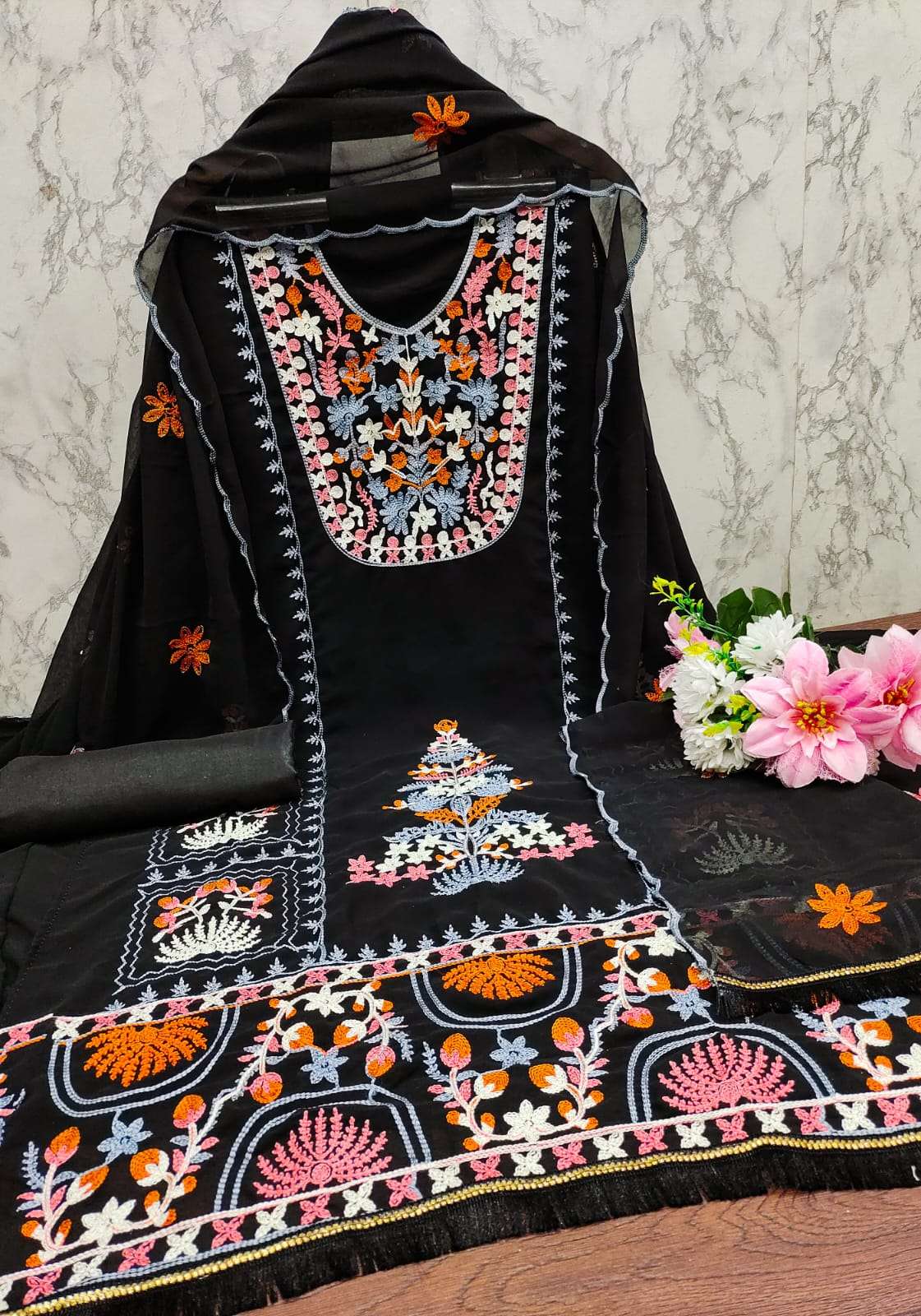 bt presents designer faux georgette embroidery suit 