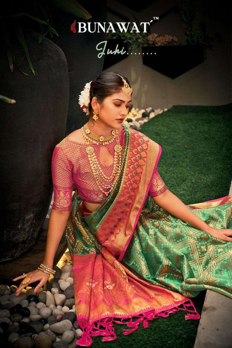 bunawat juhi series 14031-14036 Organza Embroidery Work saree