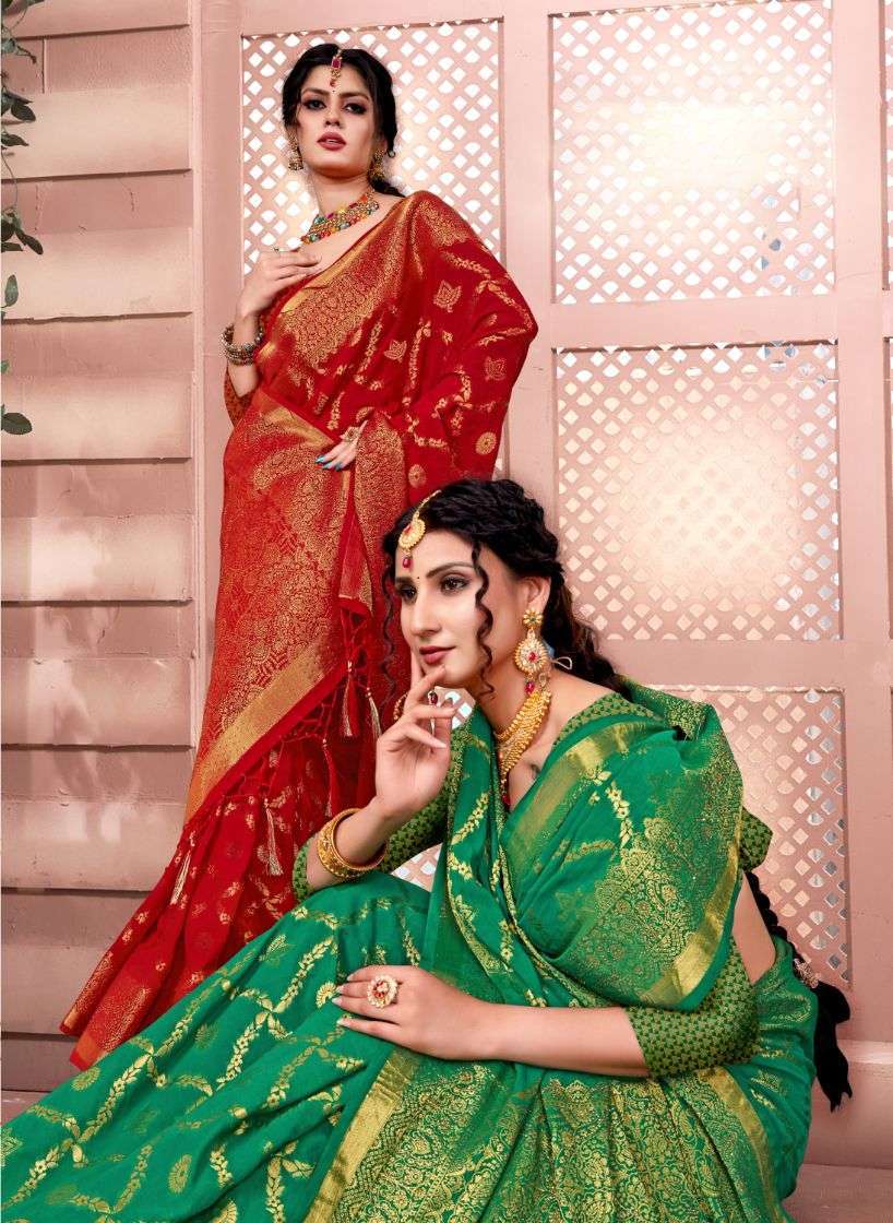 bunawat lakme series 14085-14090 Silk Silver Zari Woven Work saree