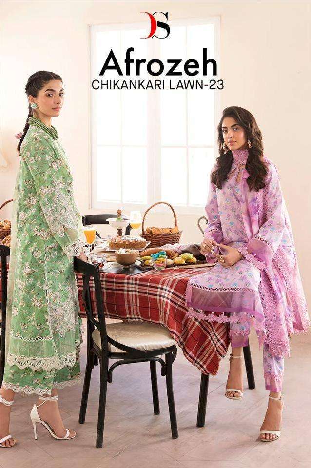 deepsy suit afrozeh chikankari lawn 23 series 3171-3178 pure cotton suit 
