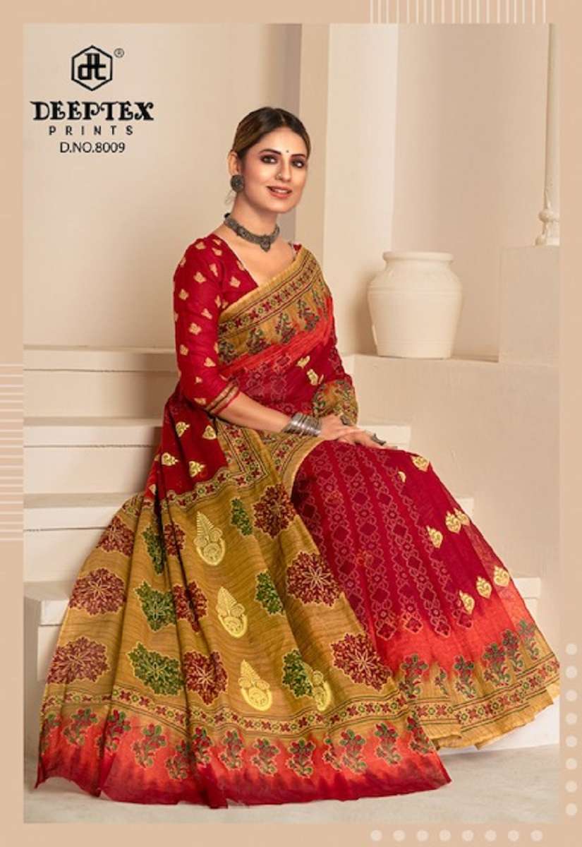 Deeptex Prime Time Vol-8 series 8001-8010 pure cotton saree