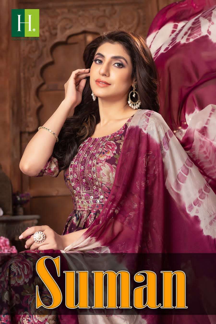 hirwa suman series 101-107 Heavy Modal Foil Prints readymade suit 